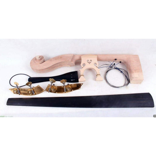 3/4 Double Bass Kit Upright Double Bass Neck Ebony Bass Fingerboard Peg Tailpiece Bridge Bass String DIY Bath Project Bath Making Accessories