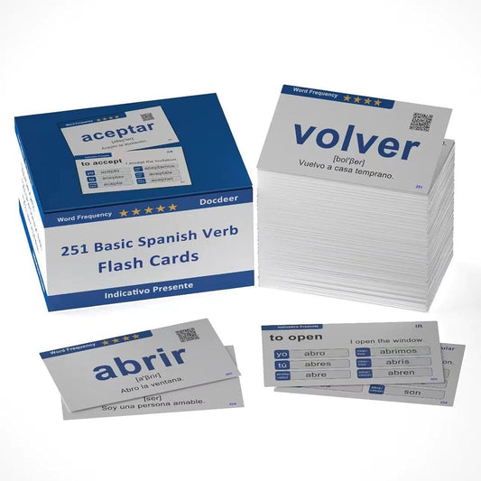 251 Spanish Verbs Learning Flashcards for Beginners & Adults & Kids - Spanish to English Flashcards (251 Spanish Verbs)