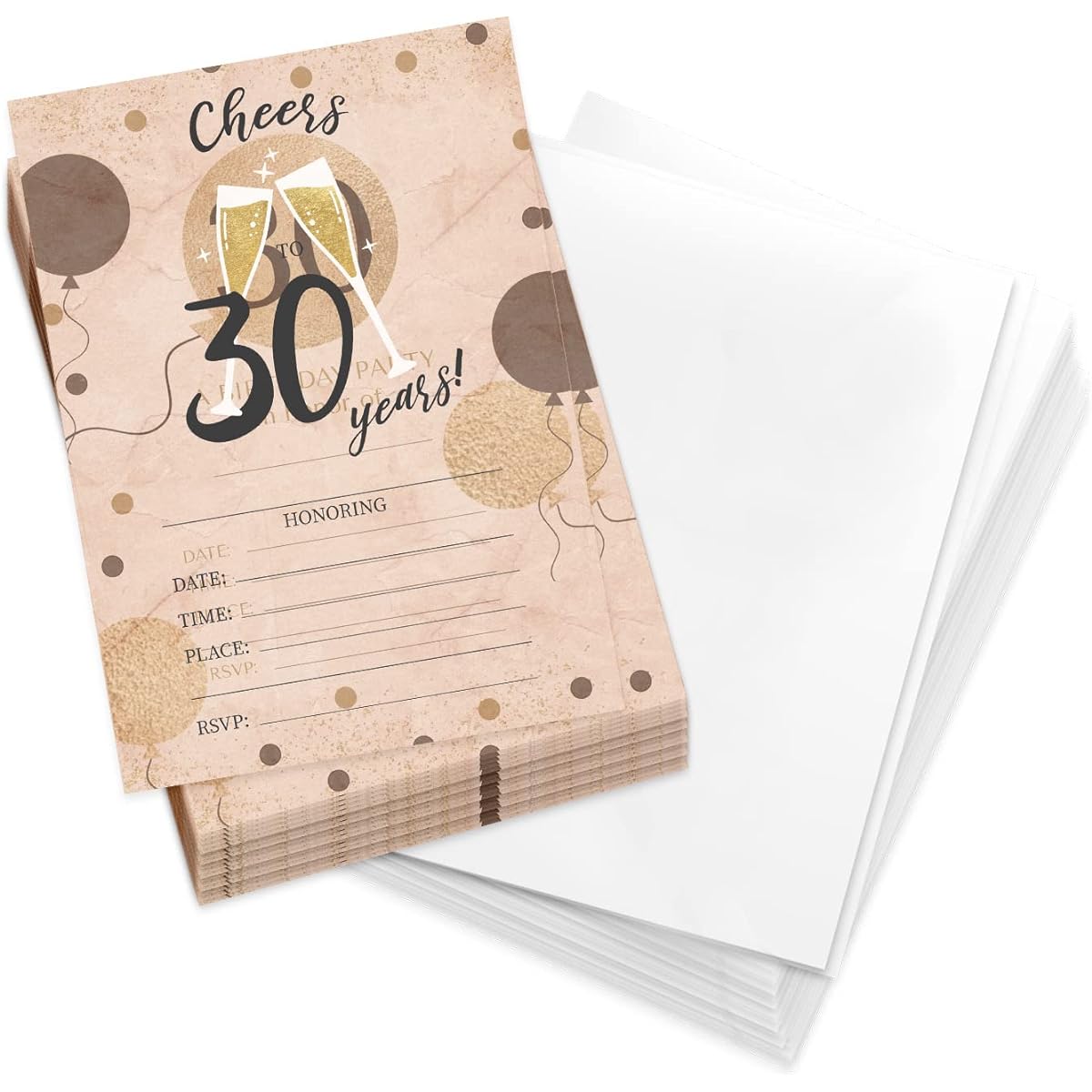 30th Birthday Style R Happy Birthday Invitations 25 pcs Invitations with Envelopes and Seal Stickers Vinyl Girls Boys Kids Party (25 pcs)