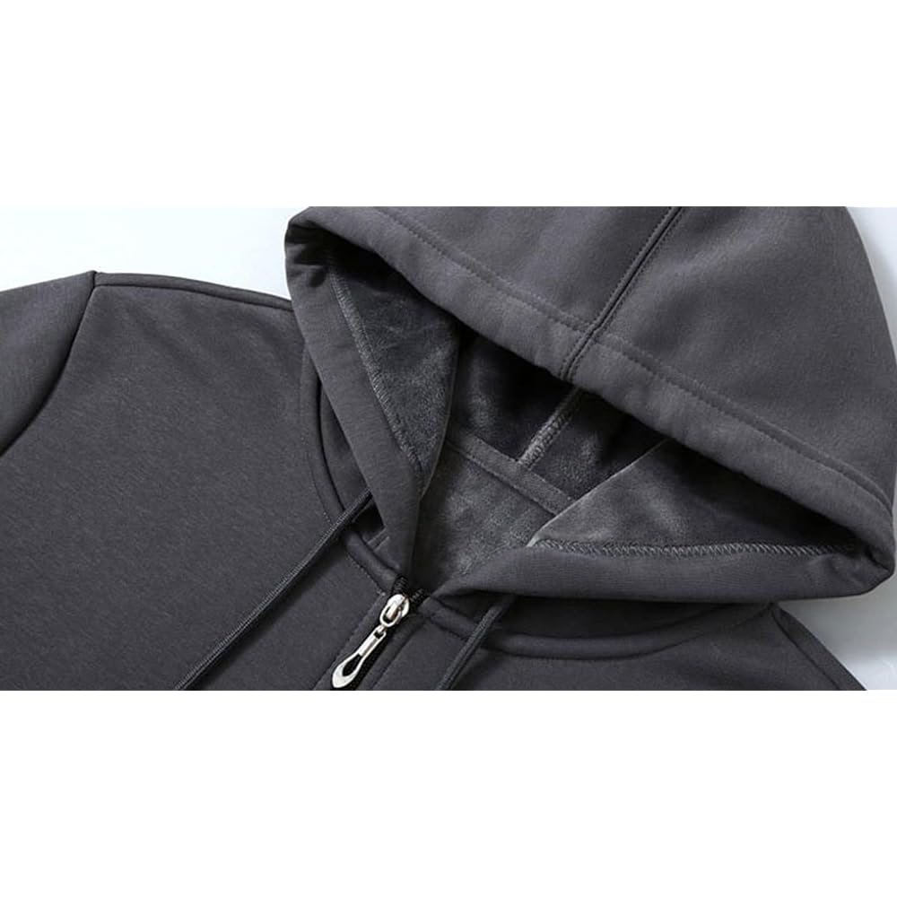 [EASTEMPO] Men's Parka, Long Sleeve, Spring, Zip Up Sweatshirt, Hooded, Fleece Lining, Plain, Loose, Large Size
