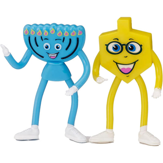 R&L Bendable Chanukah Friends - Dreidel and Menorah Set