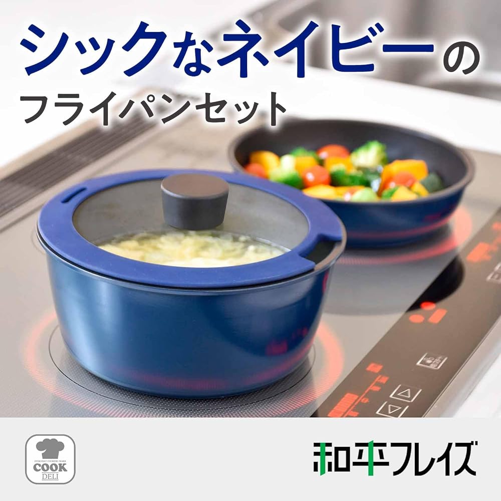 Wahei Freiz 6-piece set with removable handles IH compatible Top class durability Made using Daikin Industries Silkwear EZ Cook Deli AMA-9712 Navy