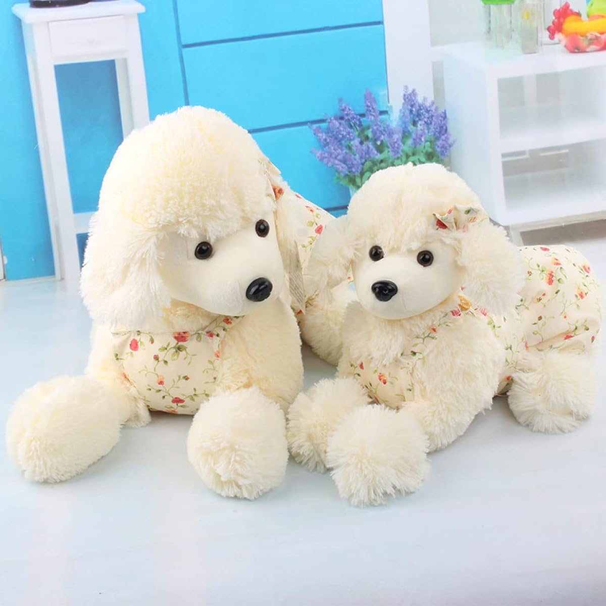 M. ASSOLATO Dog Plush Toy Cute White Plush Dog Boy Girl Dog Toy Poodle Birthday Toy Figurine Present Christmas Celebration Dog Plush Toy Cute Toy Poodle Dog 70cm Realistic Cute Sweet Puppy Toy Poodle Plush Toy Poodle Gift
