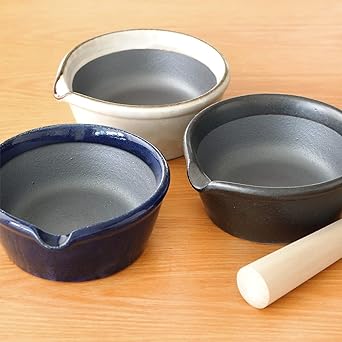 Kamoshika Dogu Shop Mortar and Pestle Set, Banko Ware, Made in Japan, Wooden, No. 5, No Grooves, Single Mouth, Suribachi, Magnolia Wood Suribachi Set (White)