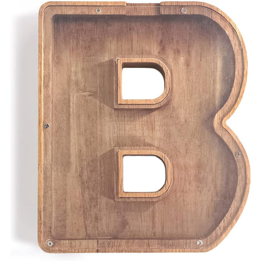9.1" Large Wooden Alphabet Toddler Kids Money Box Letter Bank for Children Baby Boys Girls Kids Adults Personalized Wooden Letter Money Piggy Bank Wooden Coins Custom Initial Piggy Bank for Kids