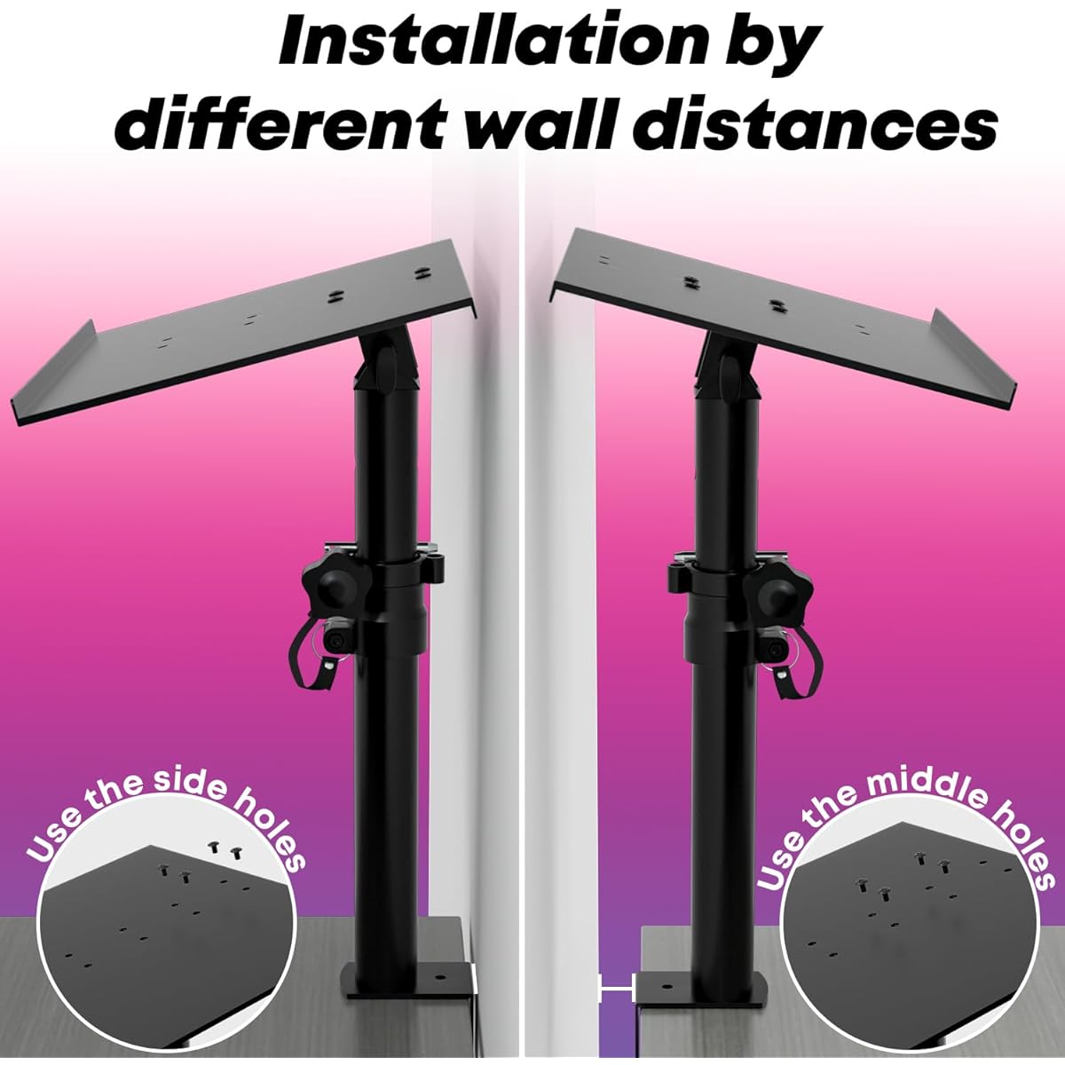 Studio Monitor Stand, Adjustable Height and Tilt Angle, Heavy Duty Desktop Speaker Stand with Desk Clamp, Maximum Load Capacity: 12kg/pcs, Ideal for Studio Monitor Bookshelf Speakers