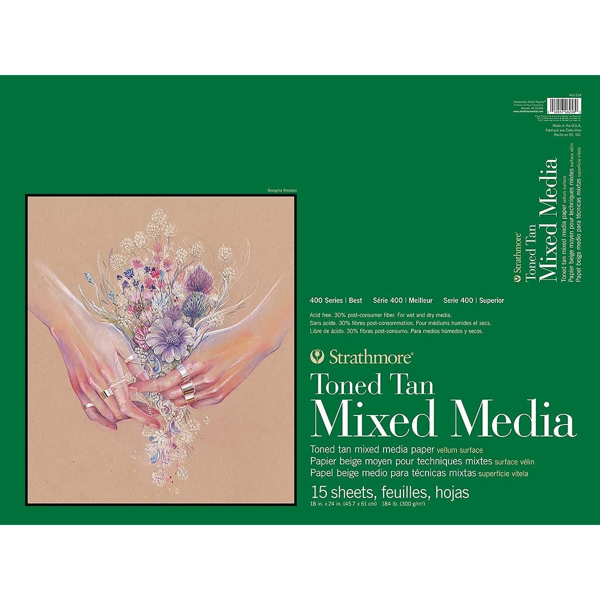 Strathmore 400 Series Tan Mixed Media Pad, 18" x 24", Adhesive Bound, 15 Sheets Per Pad
