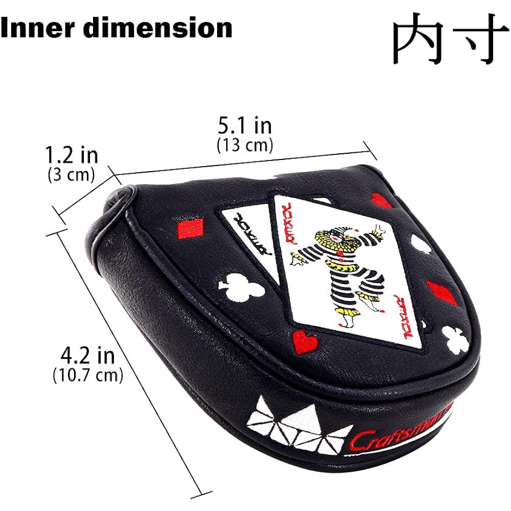 CRAFTSMAN (Craftsman) Lucky Call Cool Jack Putter Cover Golf Head Cover Compatible with Mallet 1 Piece Single Magnetic Closure 2 Colors (Black & White)