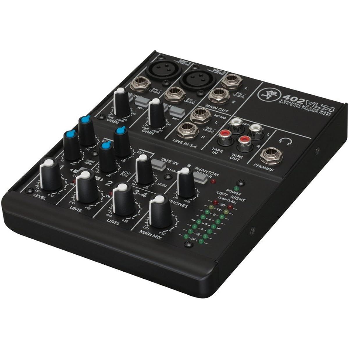 Mackie 402VLZ4 | High Performance VLZ4 Series Phantom Power 4 Channel Analog Mixing Station 402VLZ4 2 Onyx Mic Preamps and 1 Stereo Channel (4 Channels)