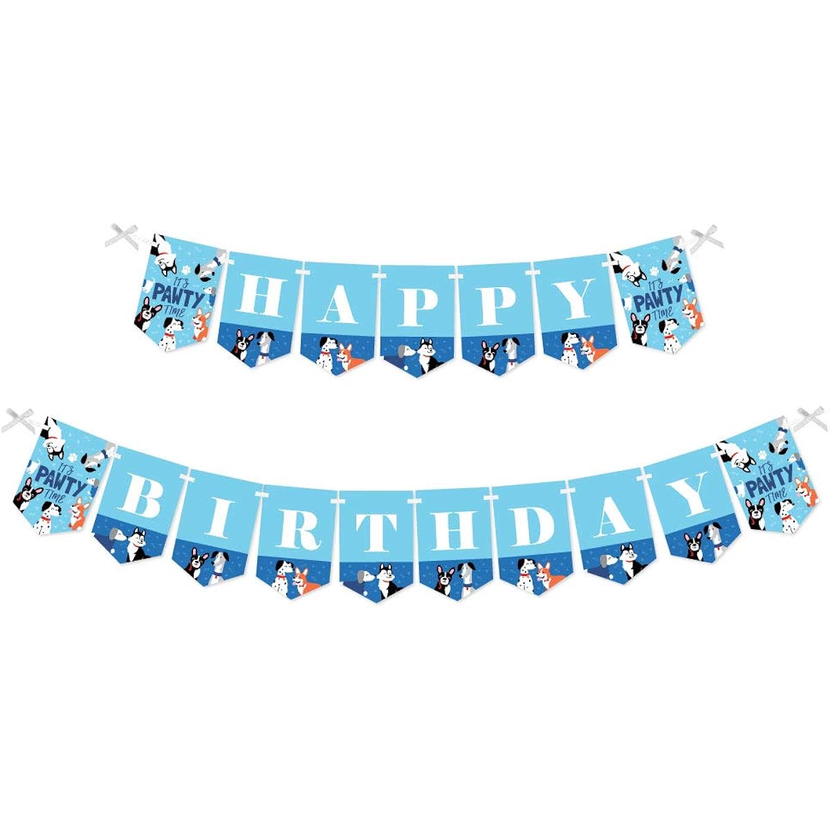 Big Dot of Happiness Pawty Like a Puppy - Dog Birthday Party Bunting Banner - Birthday Party Decorations - Happy Birthday