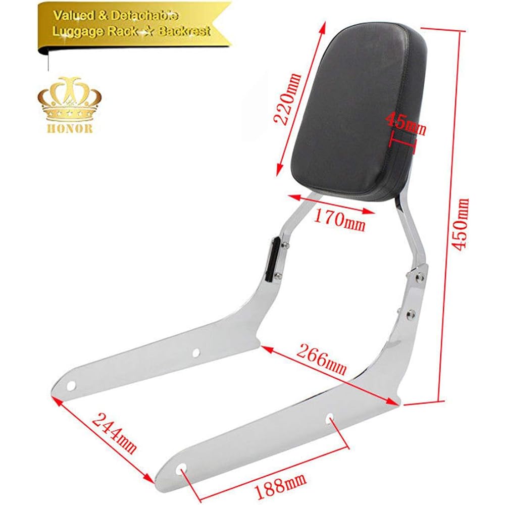 Backrest Sissy Bar Leather Pad for Honda Shadow Spirit VT750 2007-2014 Honda VT750C2B Shadow Phantom 2010-2017