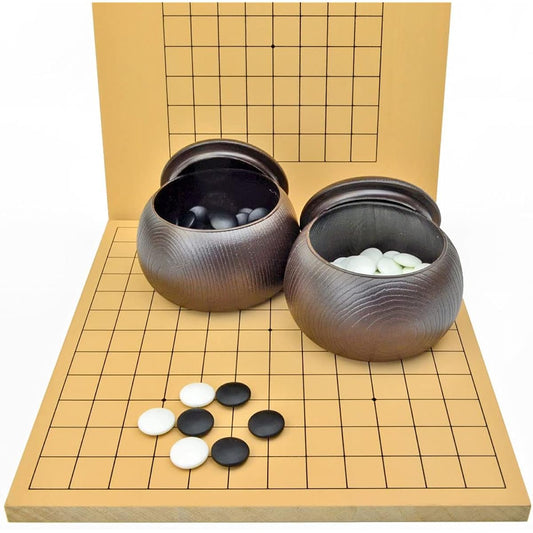 Wooden Shinkei 9x13x Go set (glass go stones, cherry blossom, blown go bowl, Shogoya mini camellia oil) The board is 13x on the front and 9x on the back