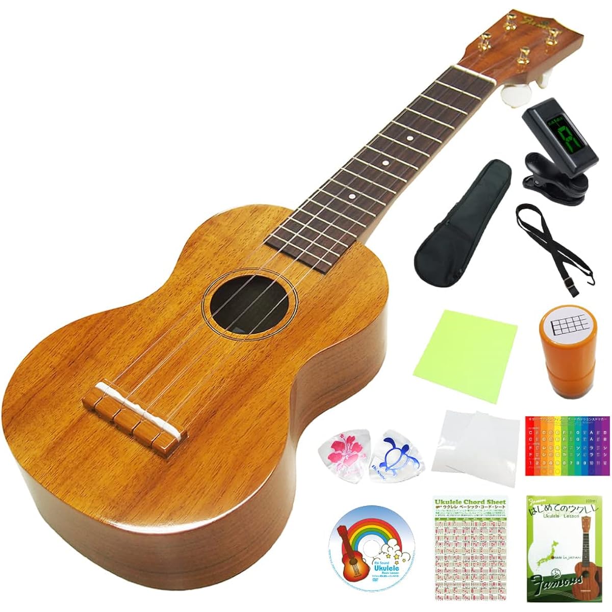Famous Japanese Ukulele FS-5 Soprano Special 12-piece Set Hawaiian Koa (Made in Japan) (Brilliant Tone) (Friction Pegs) (u)