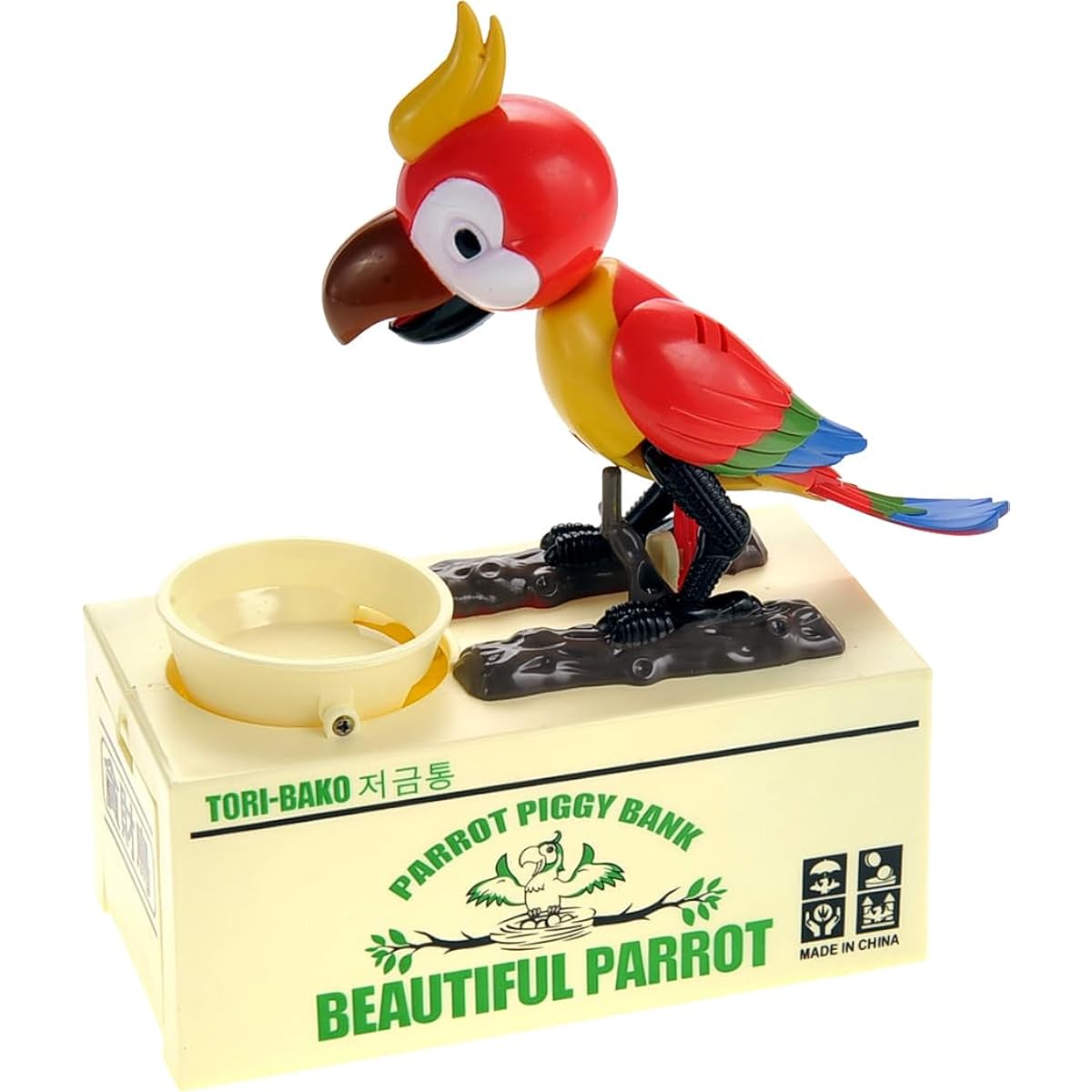 PowerTRC Beautiful Parrot Coin Bank Piggy Bank for Kids Robot Bird Red