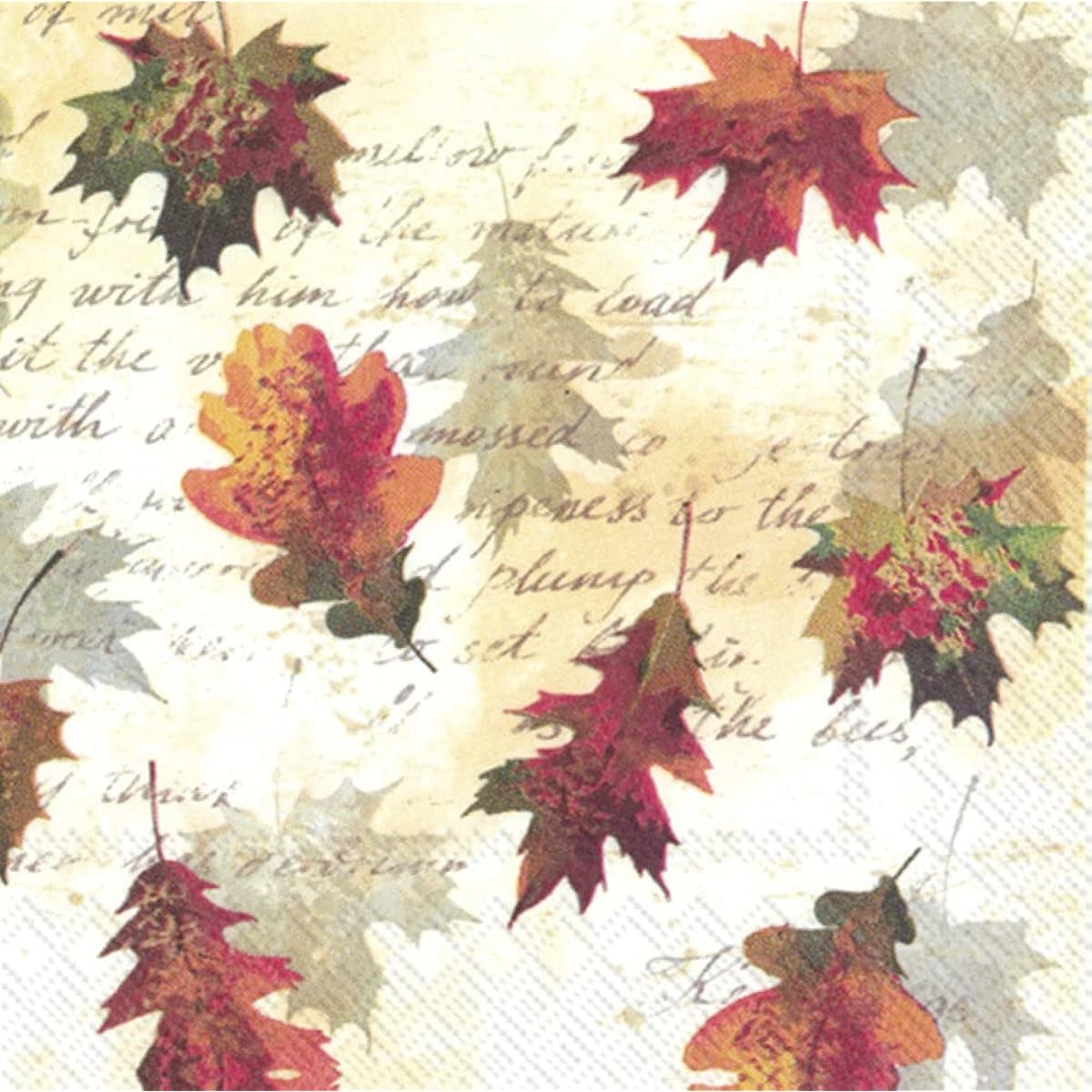 IHR 20 3-ply Cocktail Beverage Paper Napkins, 5 x 5 Inch, Fallen Leaves