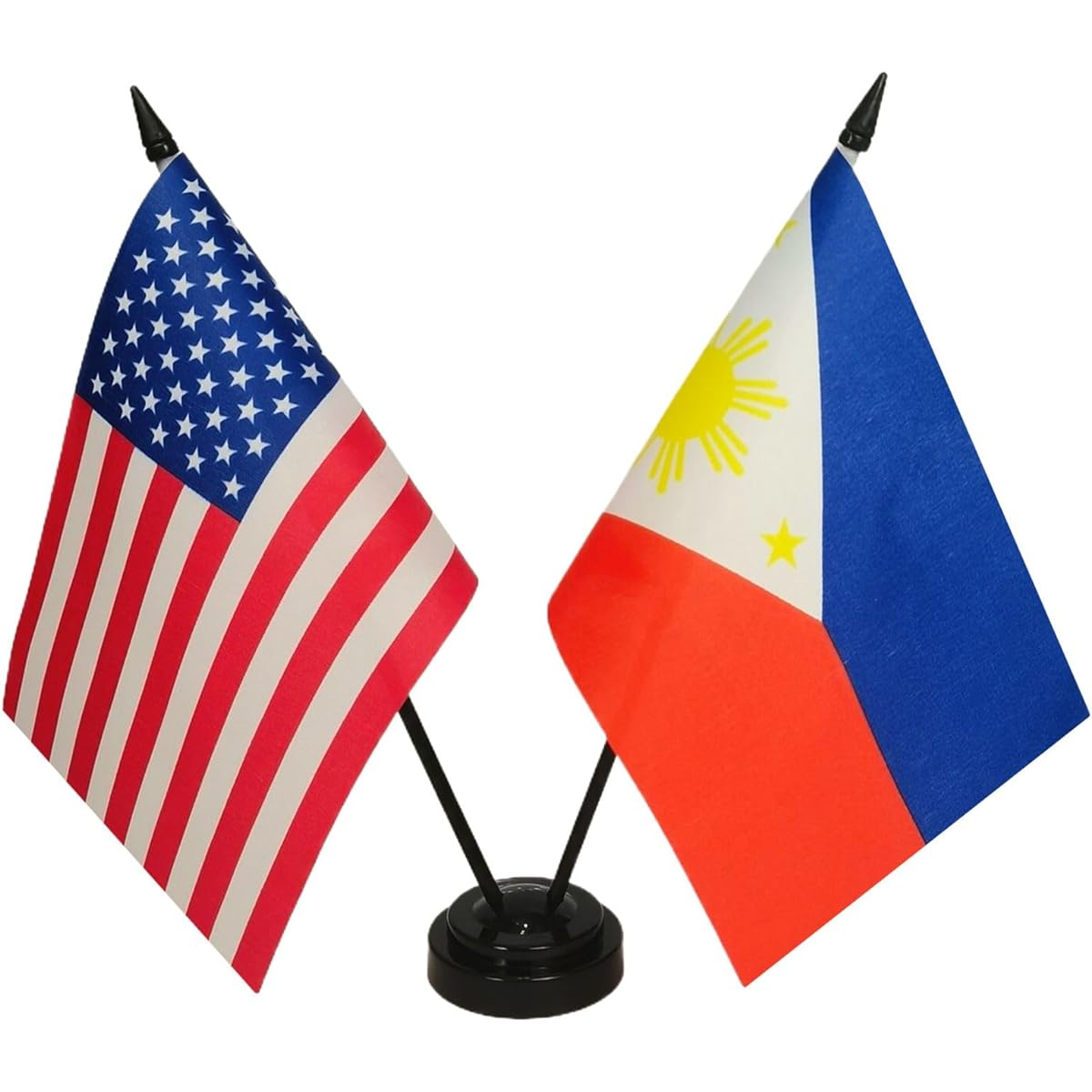 Philippine and American Friendship Table Flag Display American and Philippine Table Flags US Philippines Twin Desk Flag Set US and Philippine Flags