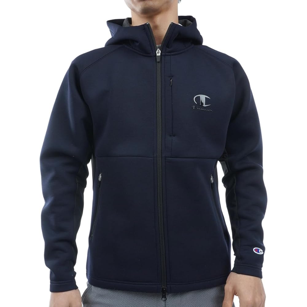 [Champion] Parka Long Sleeve WRAP-AIR Water Repellent One Point Logo Techweave(R) 3LS Zip Hooded Sweatshirt Men's Golf C3-ZG102