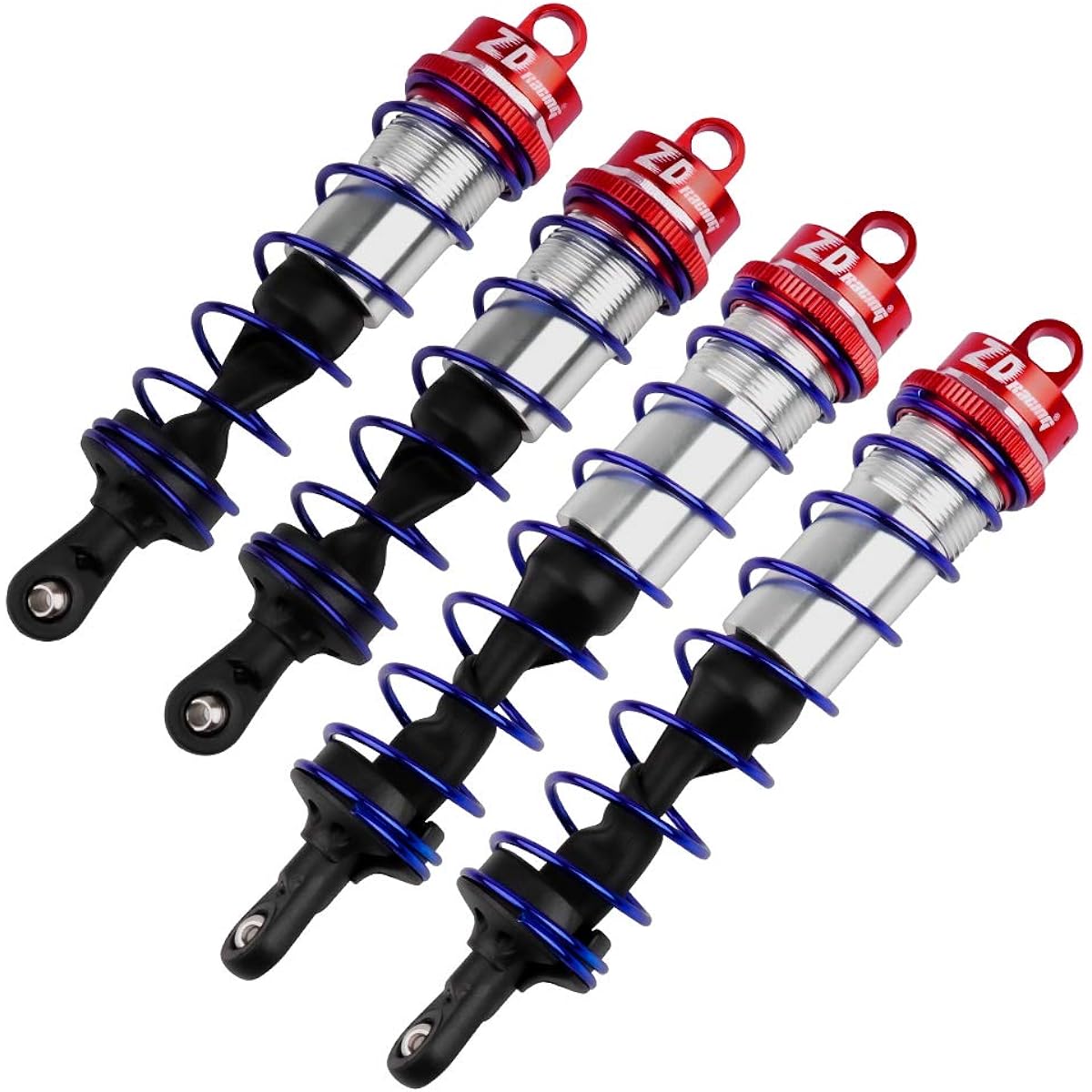 RC Car Shocks 4pcs 1:8 Front & Rear Shock Absorber Set Alloy Adjustable 1/8 Scale HSP DHK HPI Redcat Arrma ZD Racing Model Truck Buggy Truggy (Red)