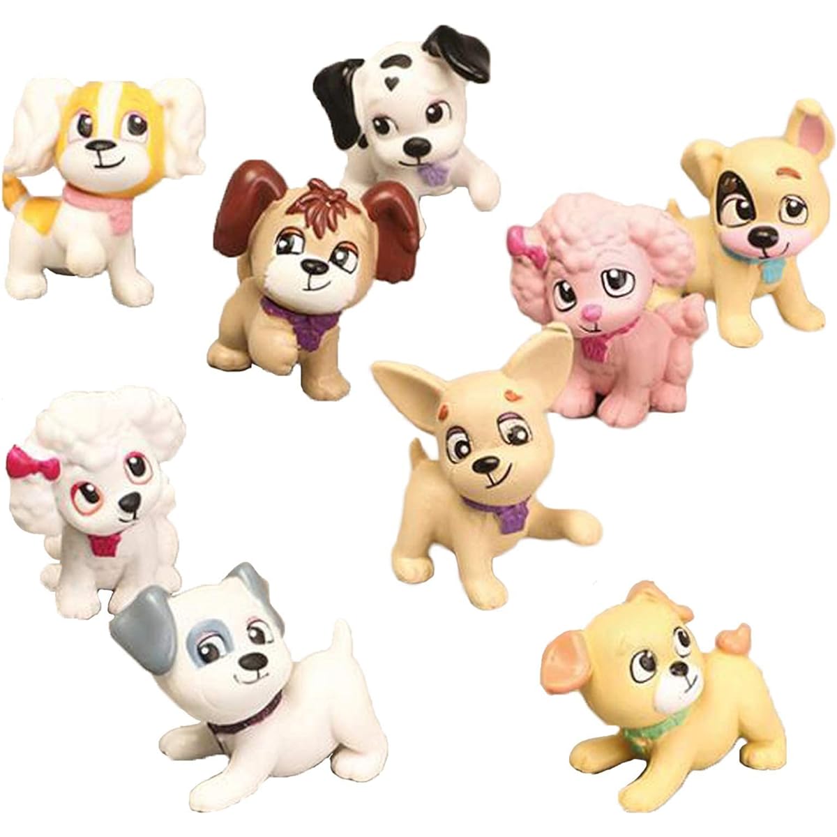 9 Pieces Dog Figurine Playset Realistic Detailed Puppy Figure Fairy Garden Figure Mini Cake Topper Easter Egg Christmas Birthday Gift