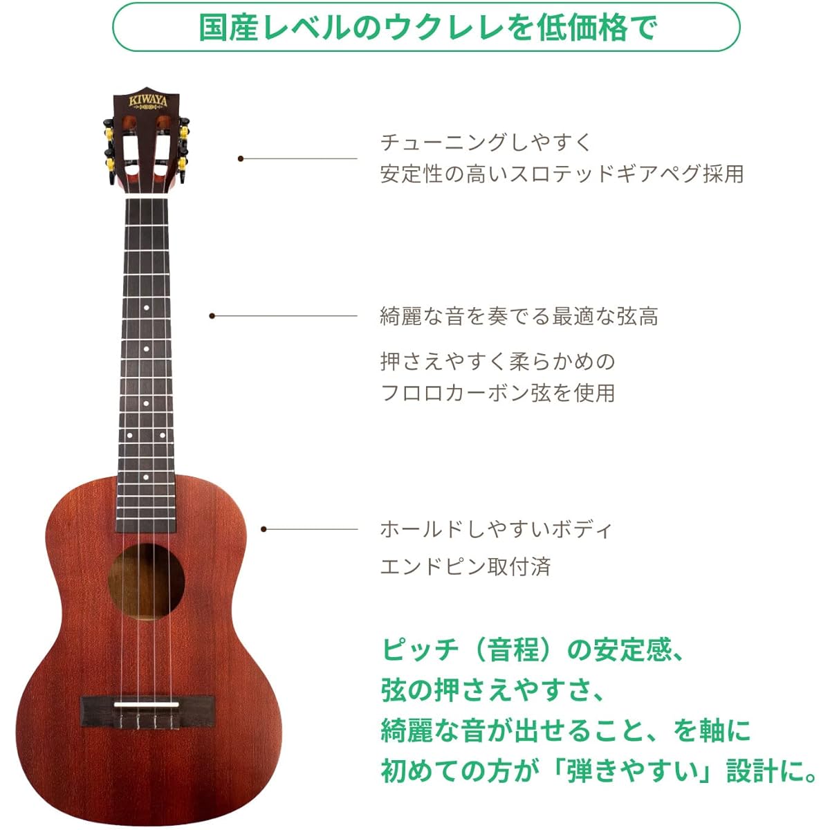 [Inspected in Japan/Good sound!] KTU-1 Beginner 4-piece set (KIWAYA tenor ukulele mahogany wood recommended for beginners)