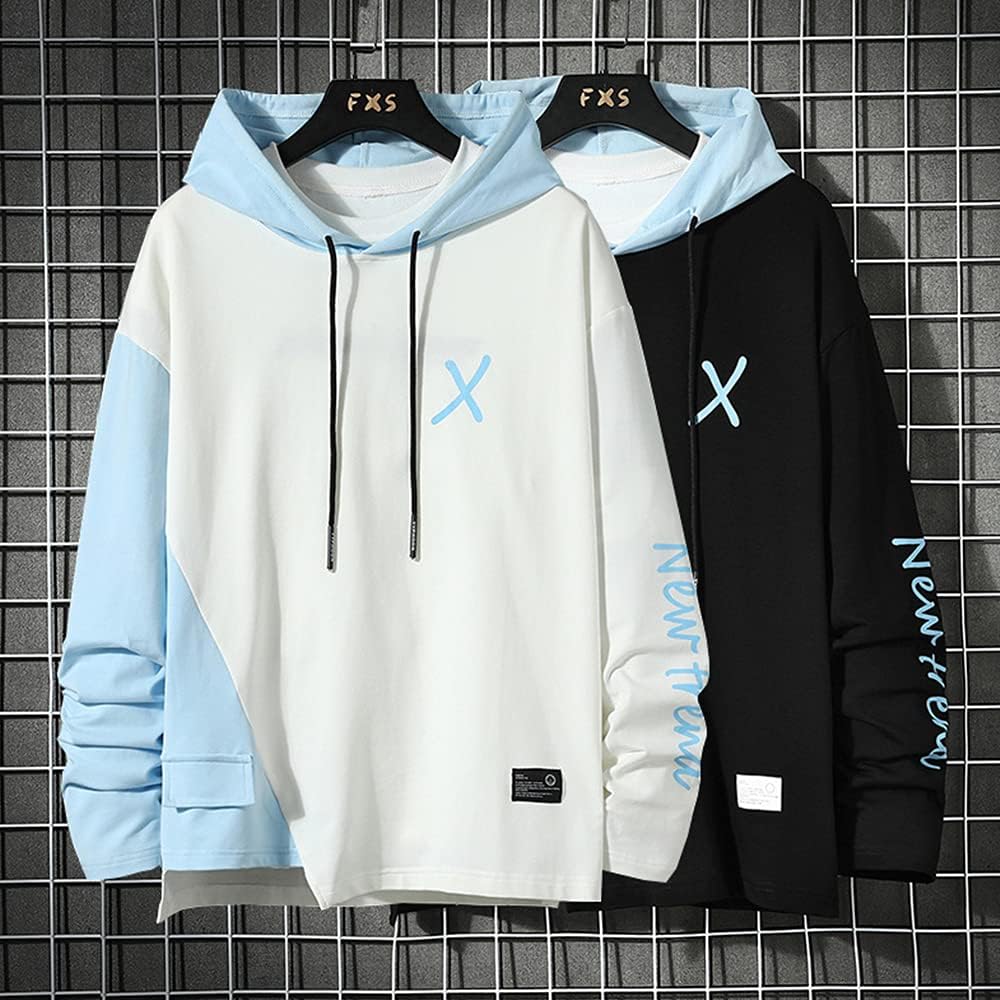 [BLOOMY CHIC] Men's Hoodie, Long Sleeve, Hooded Sweatshirt, Pullover, Loose, Casual, Stylish, Large Size, Thin, Sportswear, Spring/Autumn