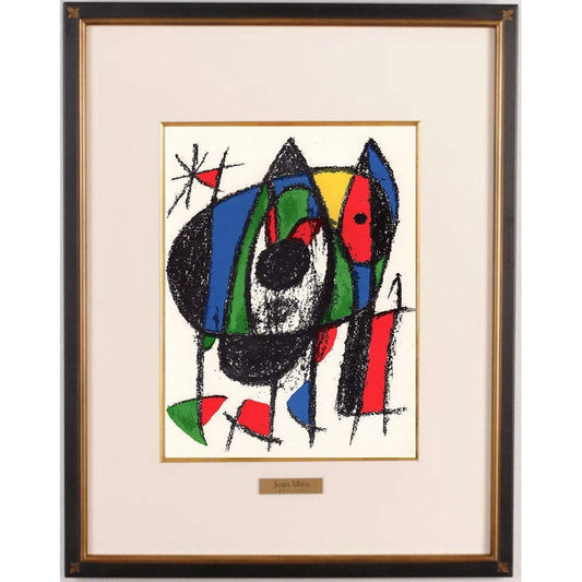 Joan Miro "No Sign 7" Abstract Painting Original Lithograph Print with Frame