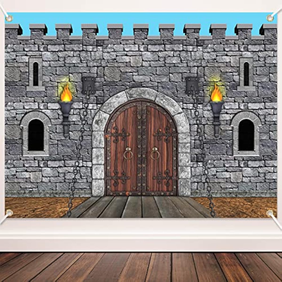 Tranqun Medieval Party Decorations Medieval Castle Background Knight Decor Castle Wall Backdrop Guardian of the Kingdom VBS Medieval Theme Party Supplies Decorations (6.5 x 9ft)