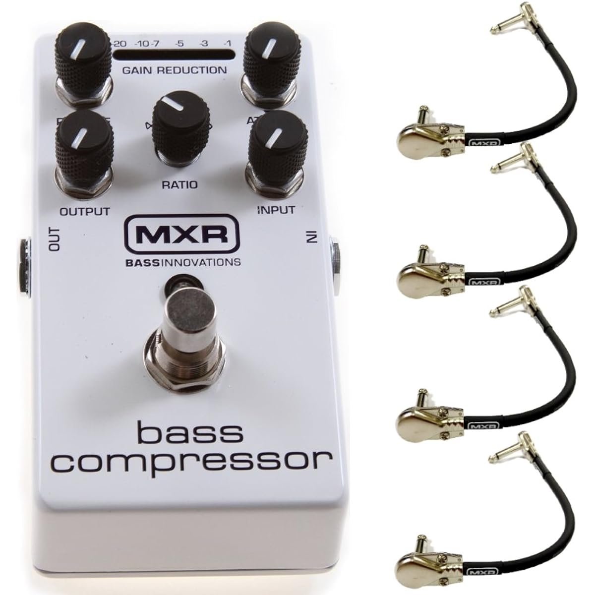 MXR M87 Bass Compressor Effect Pedal with True Bypass Hosa CFS-106 Set of 4 6" Guitar Patch Cables