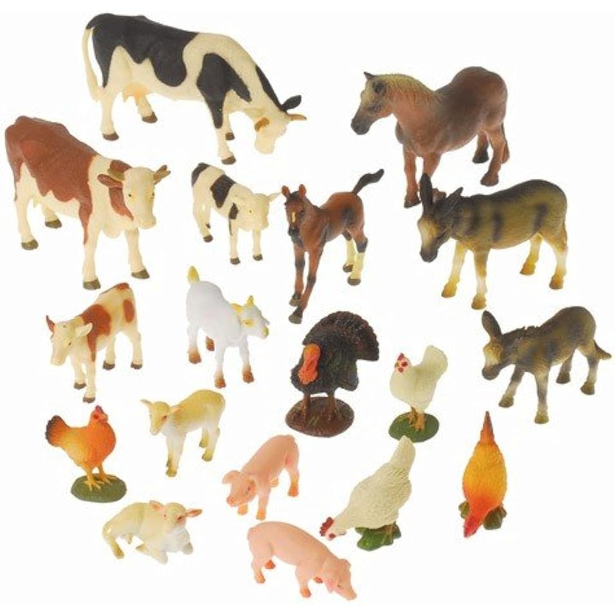 Constructive Playthings Realistic Farm Animal Toys for Ages 3 and Up, Set of 18