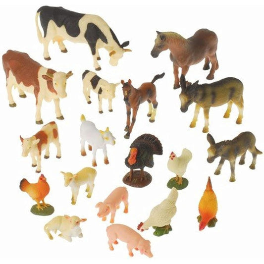 Constructive Playthings Realistic Farm Animal Toys for Ages 3 and Up, Set of 18