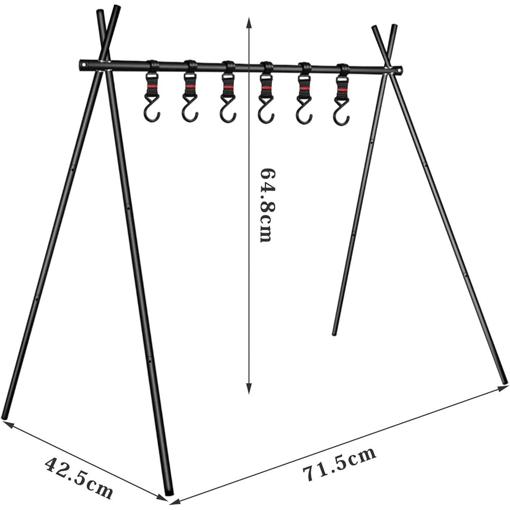 Hanging Rack Lantern Stand Lantern Hanger Moyot Aluminum Alloy Outdoor Camping Foldable Lightweight 6 Movable Hooks Comes with Dedicated Storage Bag