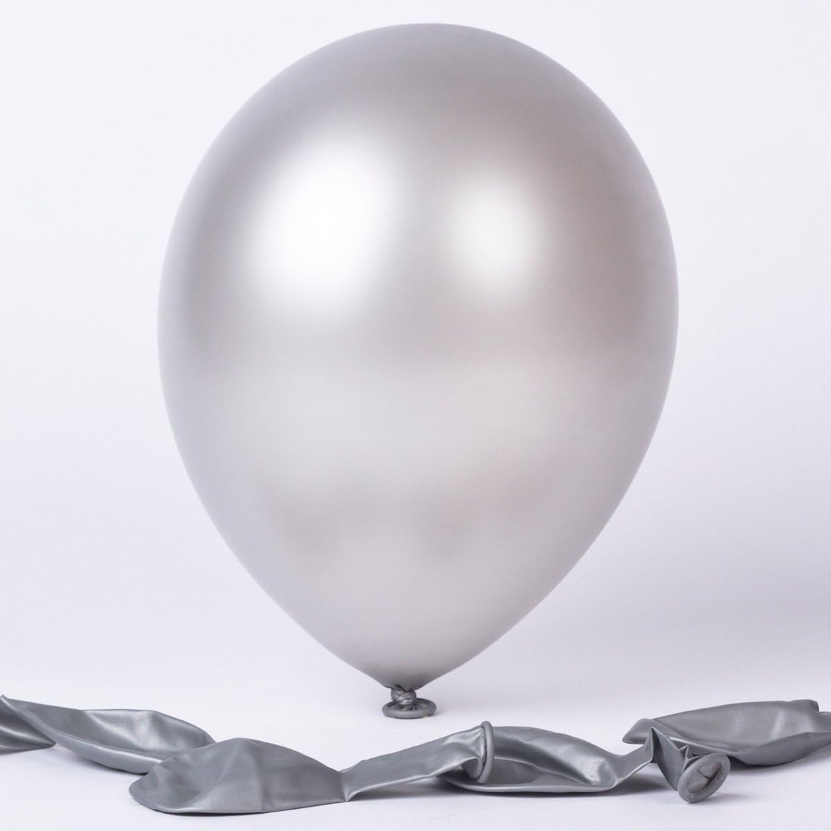 Amscan Lustrous Pearlescent Latex Balloons (15 Count), 12 Inch, Silver