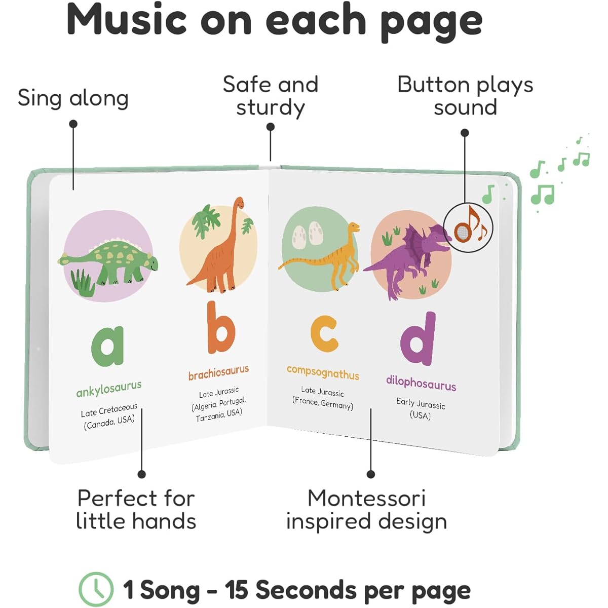 Cali's Books Dinosaur Books | Learning ABC | Sound Books for Toddlers 1-3 2-4 | ABC Songs | Music Books for Toddlers 1-3 (Dinosaur Alphabet)