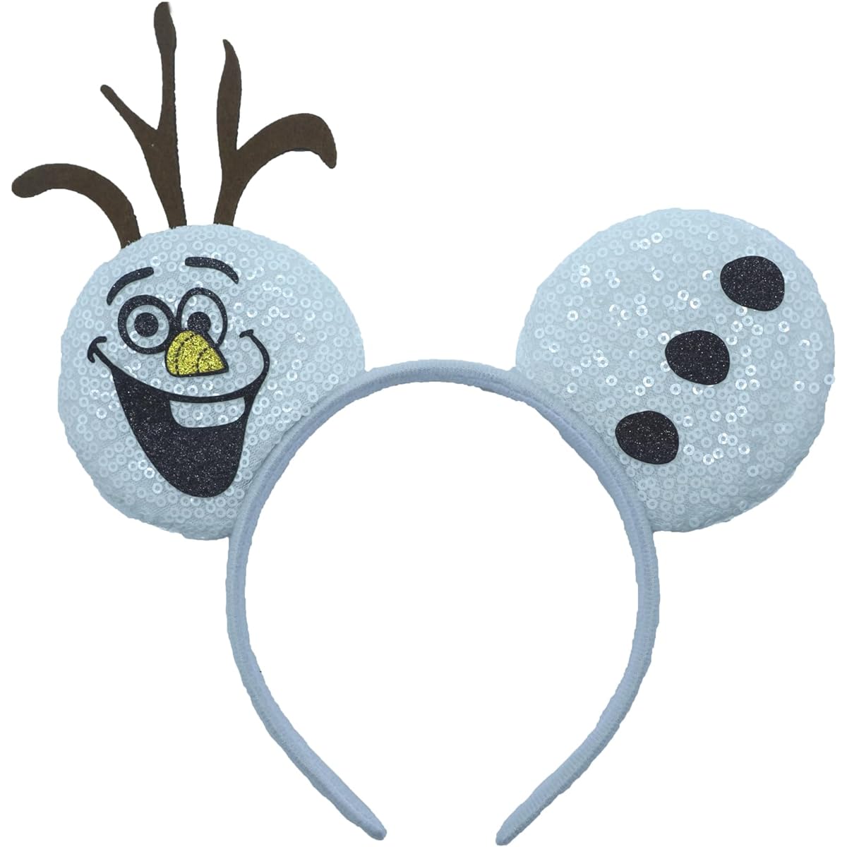 Viwind Mouse Ears Headbands for Women Cute Olaf Bow Hairbands for Adults Sparkly Snowman Olaf Costume Birthday Party Favors Hair Accessories