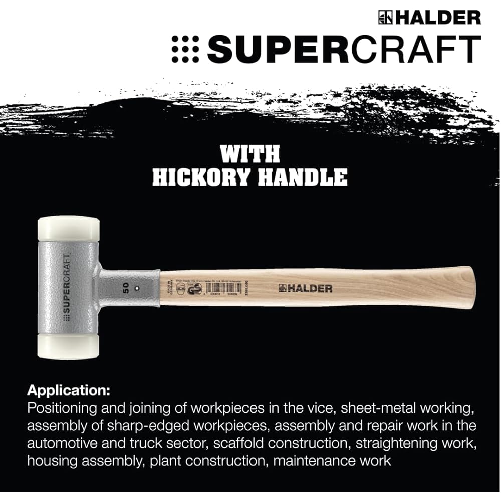 Rohmheld Halder HALDER Shockless Recoilless Super Craft Hammer Hickory Handle Nylon (White) Diameter 60 3366.060