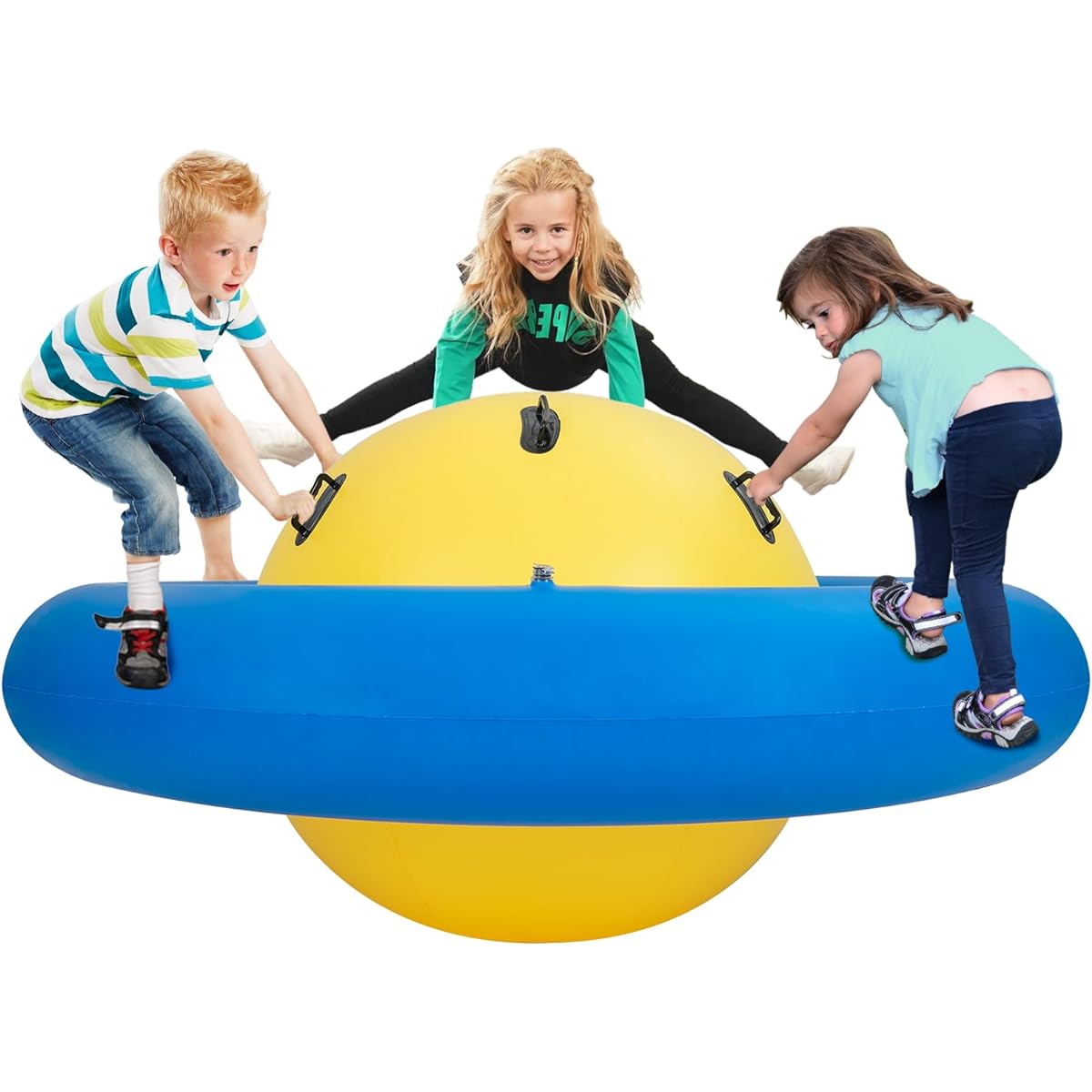 Costzon Giant Inflatable Dome Rocker Bouncer 88" Kids Rock n Roll Teeter Totter Seesaw Climbing Bridge with 6 Handles Blow Up Rocking Ball Playground Equipment Indoor/Outdoor Game Toy Gift