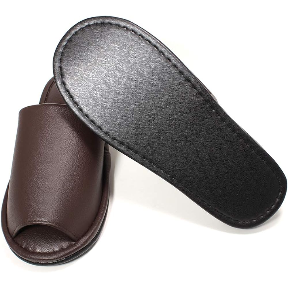 [HYBRIDWORKS] High quality leather-like slippers, antibacterial, 4-pair set, approx. 26cm, unisex, wipeable with water, for guests, for business use, front opening