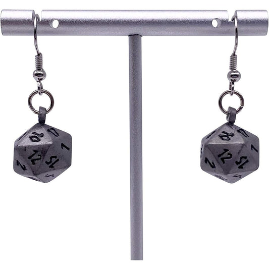Nordic Foundry Aged Mithral Mini Metal Earrings Polyhedron 10mm Aion RPG Math Game DND Pathfinder