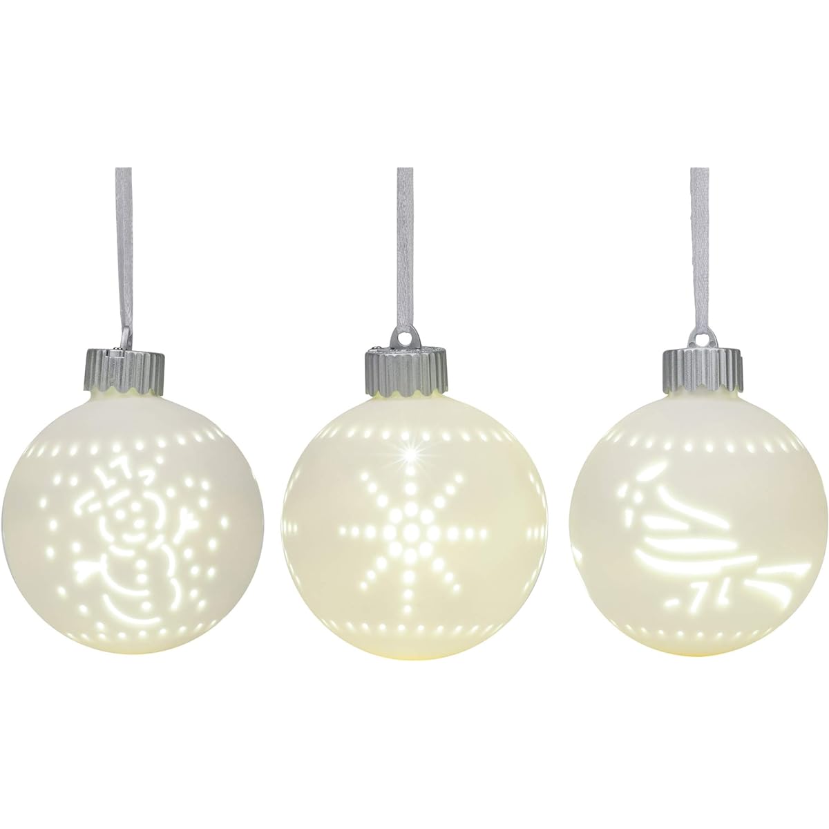 Mark Feldstein & Associates Snowman Snowflake Cardinal Red 3.5" Porcelain Ceramic Ornaments, Set of 3