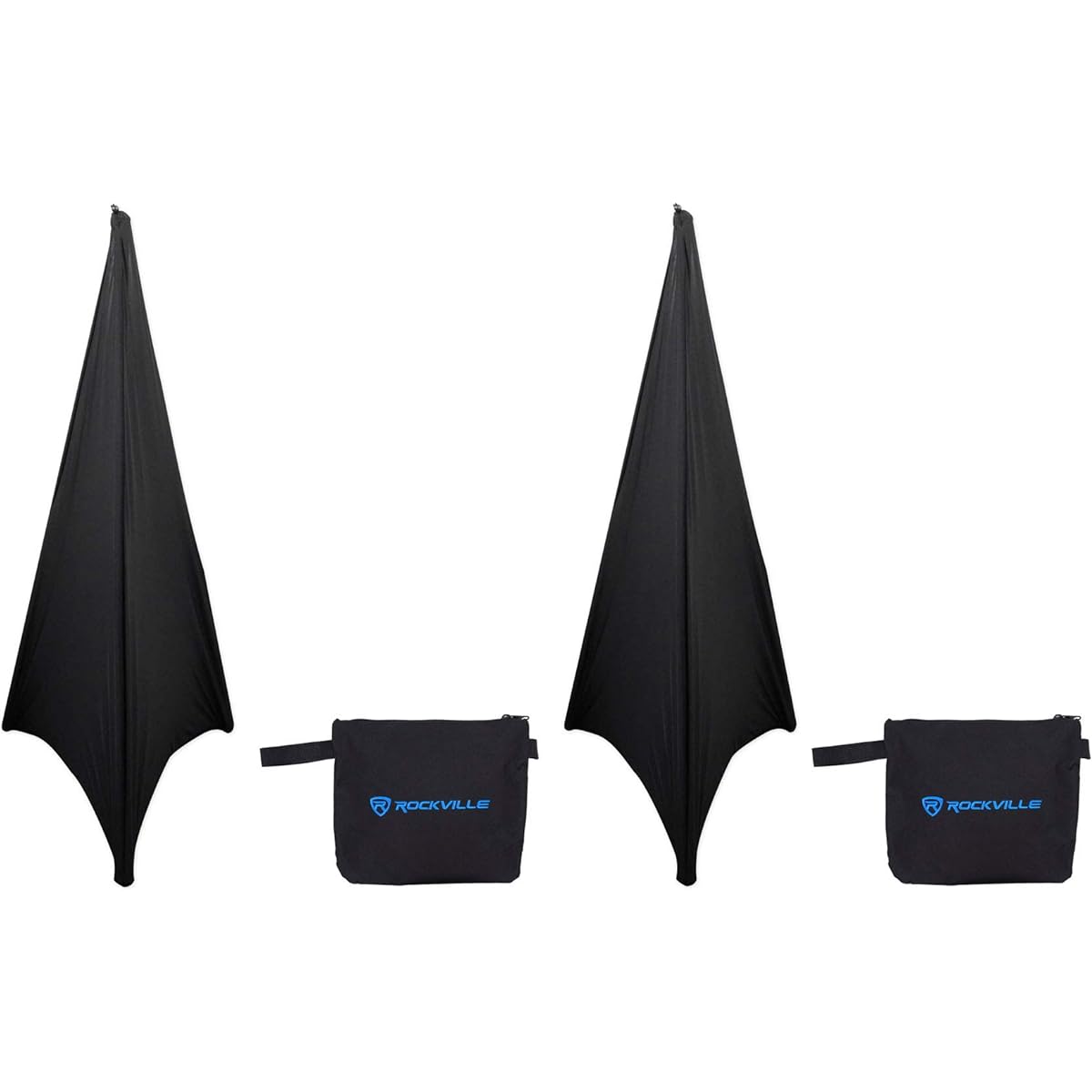 Rockville RSC7B Black Tripod PA Speaker Stand Scrim Cloth + 2 Carry Bags