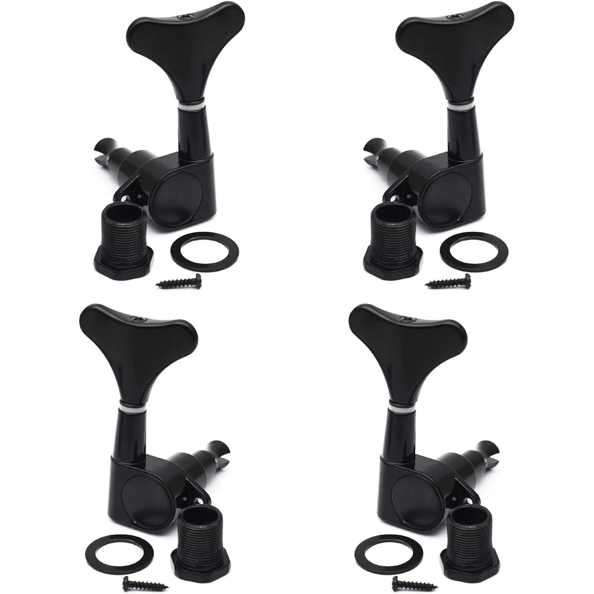 MAXCHEER 2R2L Electric Bass Guitar Shield Tuning Peg Tuner Machine Head Tuning Key/Button Guitar Parts Machine Head Tuner for Precision Bass/Jazz Bass (Black)