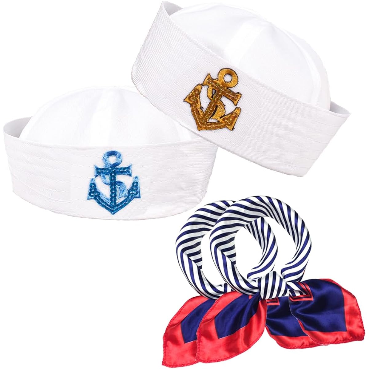 Perktail 2 Pack Kids Sailor Anchor Hats Sailing Nautical Party Caps Halloween Costume for Boys