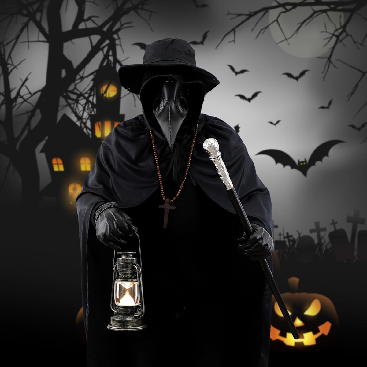 WETRBWEH Men's Scary Halloween Costume Plague Doctor Costume Plague Doctor Mask Party Prom Gift