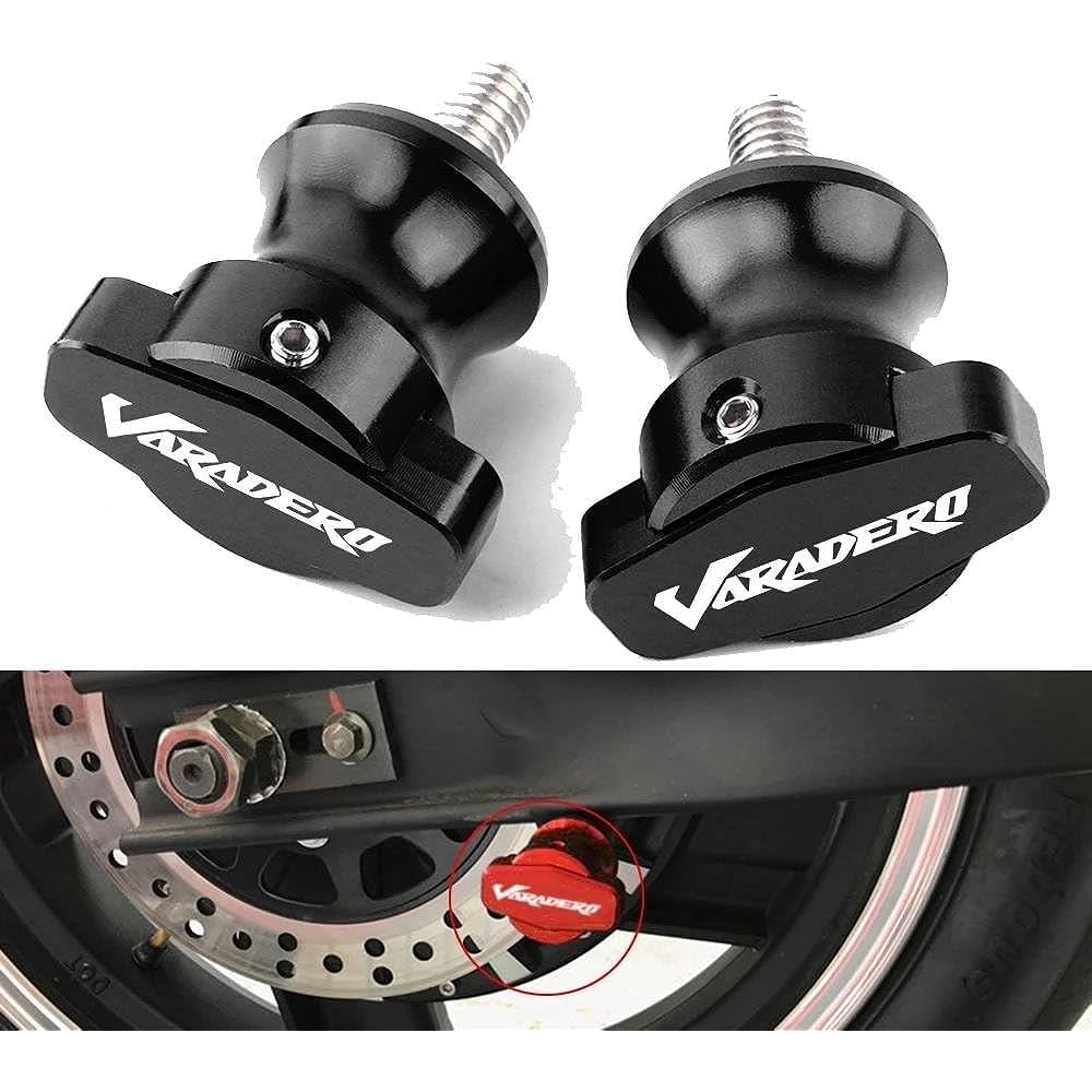 Bike Stand Swing Arm Slider 8mm Motorcycle CNC Aluminum Stand Screw Swing Arm Spool Slider For XL1000 V VARADERO 1999-2013 2012 (Color: Black)