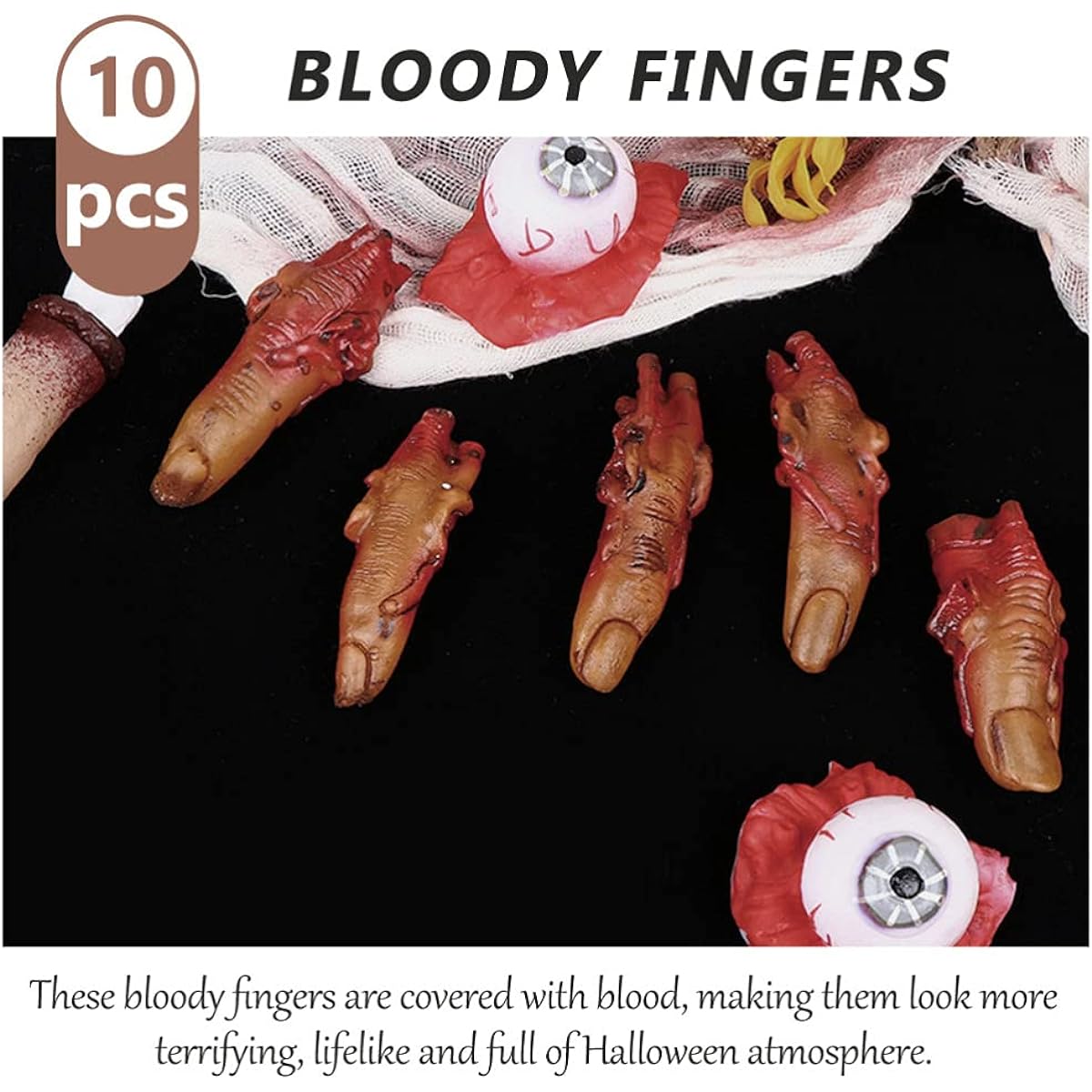 NUOBESTY Halloween Bloody Broken Finger Halloween Haunted House Play Party Trick 10 Pieces (Dark Red)