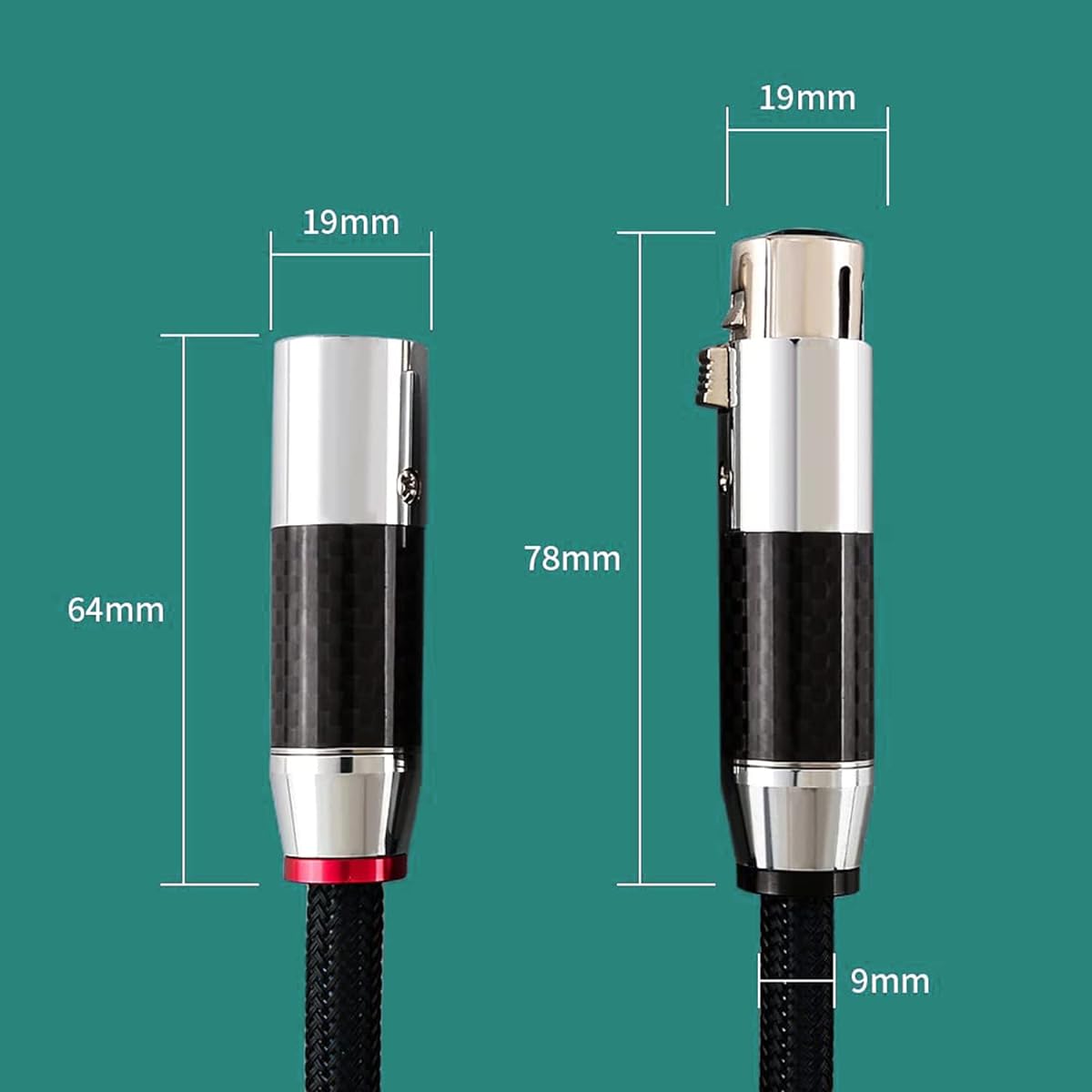 byuiyeo Pair HiFi XLR Cable 6.6ft Balanced 3 Pin Microphone Cable Male to Female Microphone Cable with Rhodium Plated Contacts, Silver Plated Conductors, Multi-shielding for Authentic HiFi Systems, for Audiophiles