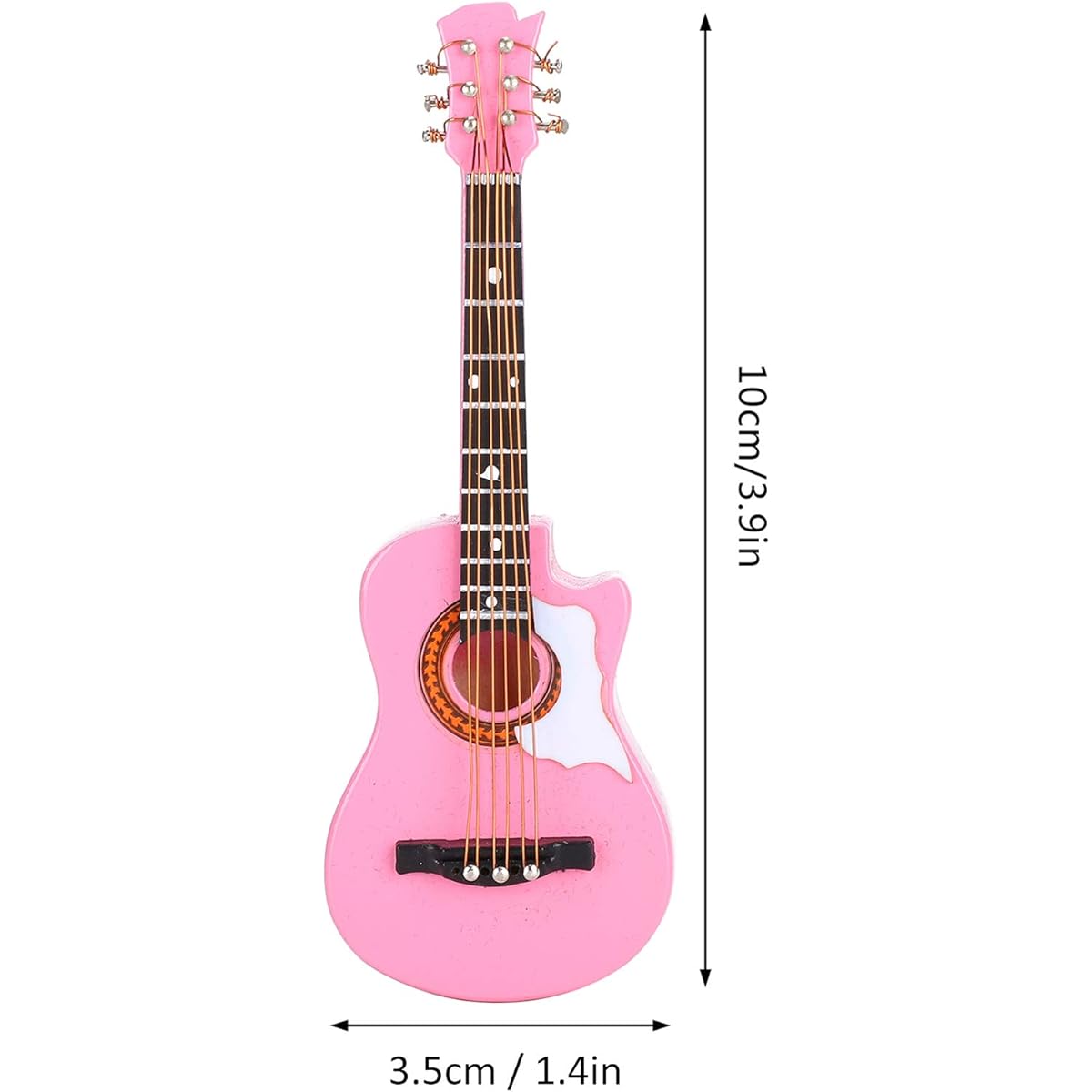 FIYO Mini Guitar Model, 10 x 3.5cm Pink Wood Musical Instrument Model, Mini Musical Instrument Model Ornament Music Room Ornament Gift
