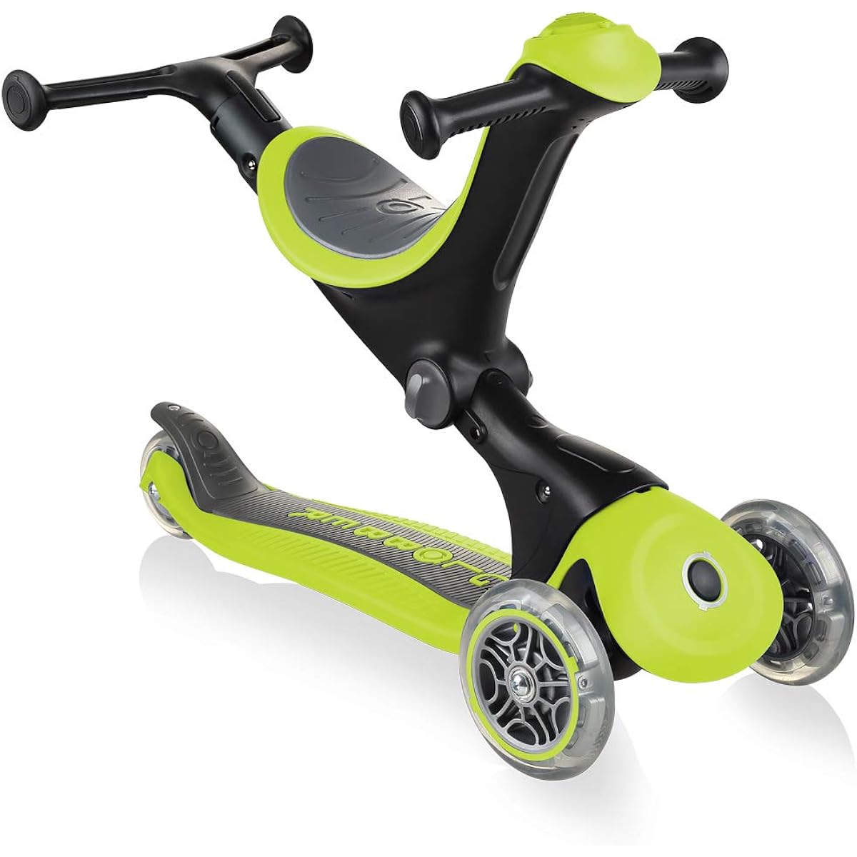 GLOBBER Kickboard, 3 wheels, for children from 1 year old, adjustable height, outdoor play, exercise, play, kick scooter, go up/lime green WLGB644106