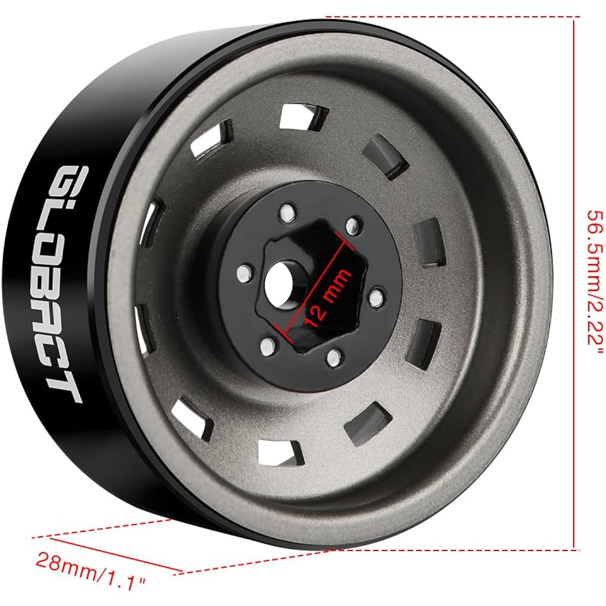 GLOBACT Aluminum 1.9 Beadlock Wheel RC Wheel Hub 1/10 TRX4 TRX6 Axial SCX10 I II III Pro Redcat RC Crawler Upgrade Accessory (4 Titanium)
