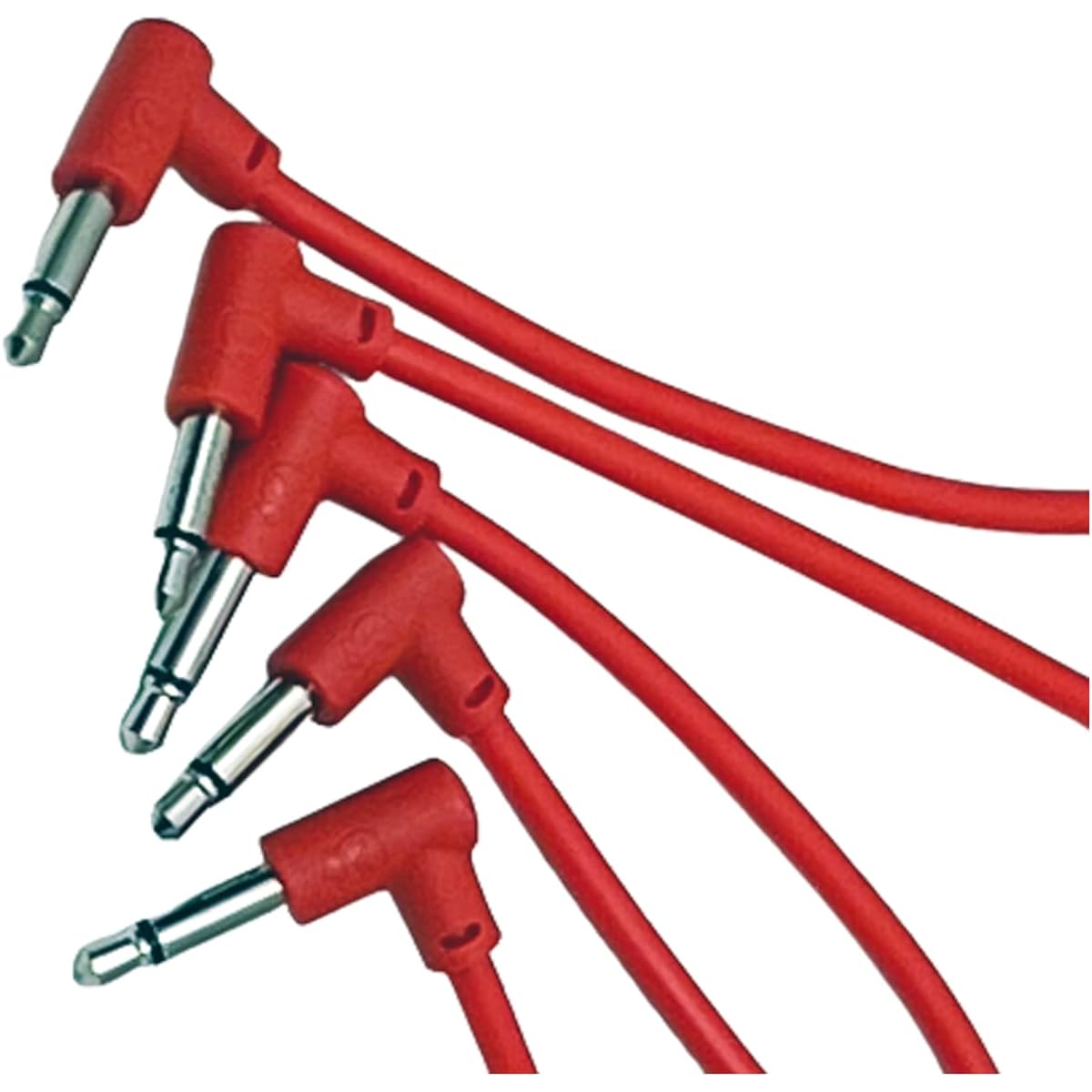 Luigis Modular M-PAR Right Angle Eurorack Patch Cables - 5 Pack Red Cables 24 (60cm)